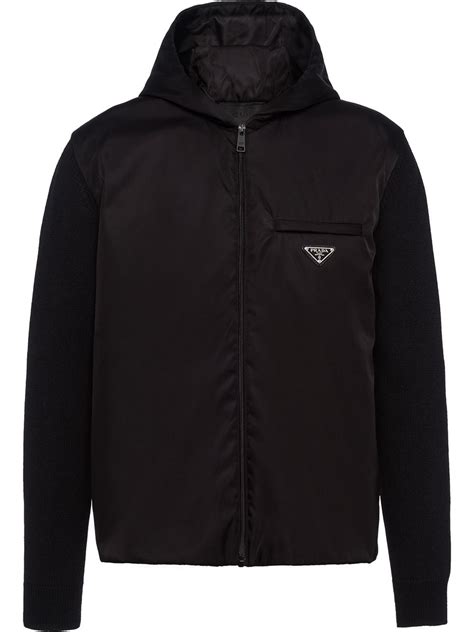 prada sport black and red zip up|farfetch Prada hoodie.